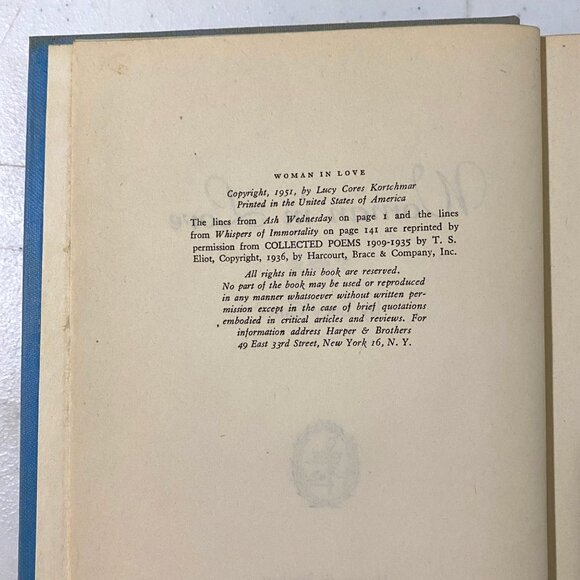 Woman in Love Hardcover Lucy Cores Romance Novel Fiction Vintage Book BCE - Picture 7 of 10